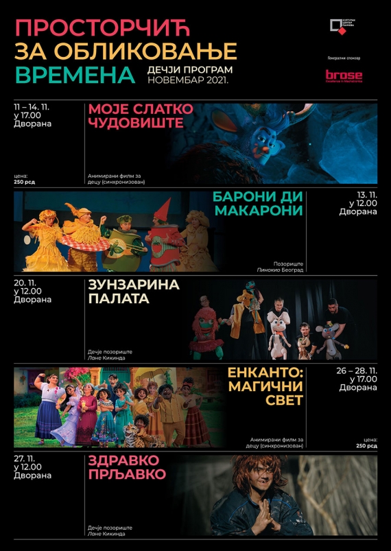 U okviru novembarskog programa tri besplatne predstave